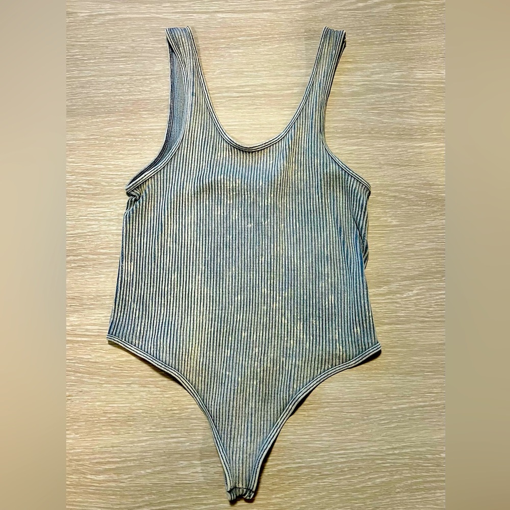 Blue Acid Washed Body Suit
